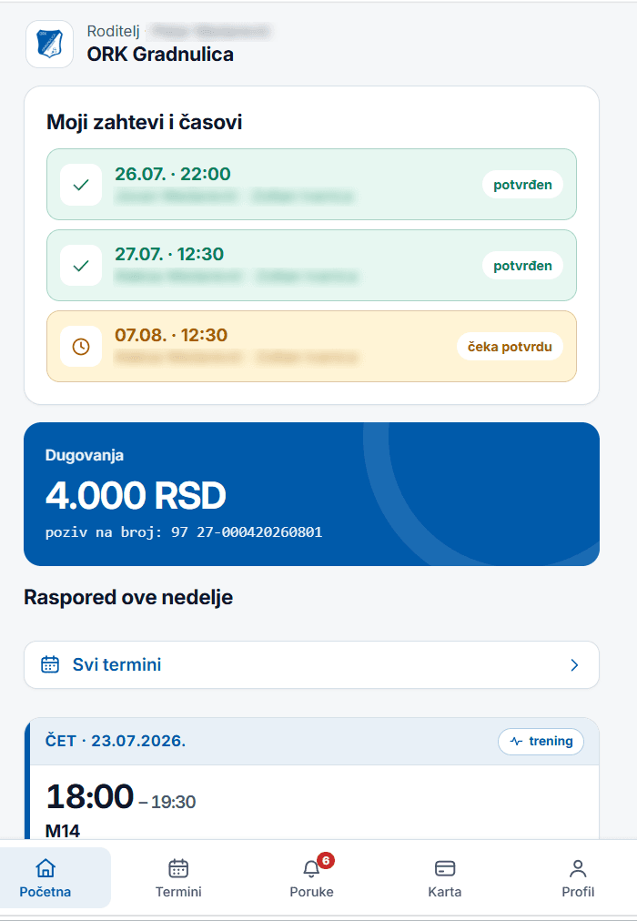 Roditelj vidi dugovanje i raspored svog deteta
